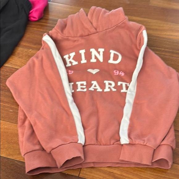 H&M Pink Hoodie with Kind Heart Text and Relaxed Fit - Picture 1 of 6